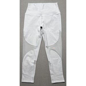 Alo Yoga Coast Capri Leggings Womens Size Small Gray Mesh Panels Neutral Minimal